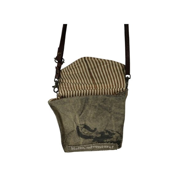 Primitives by Kathy Hello Adventure! Crossbody Canvas Sling Bag Vintage Purse - Picture 6 of 10